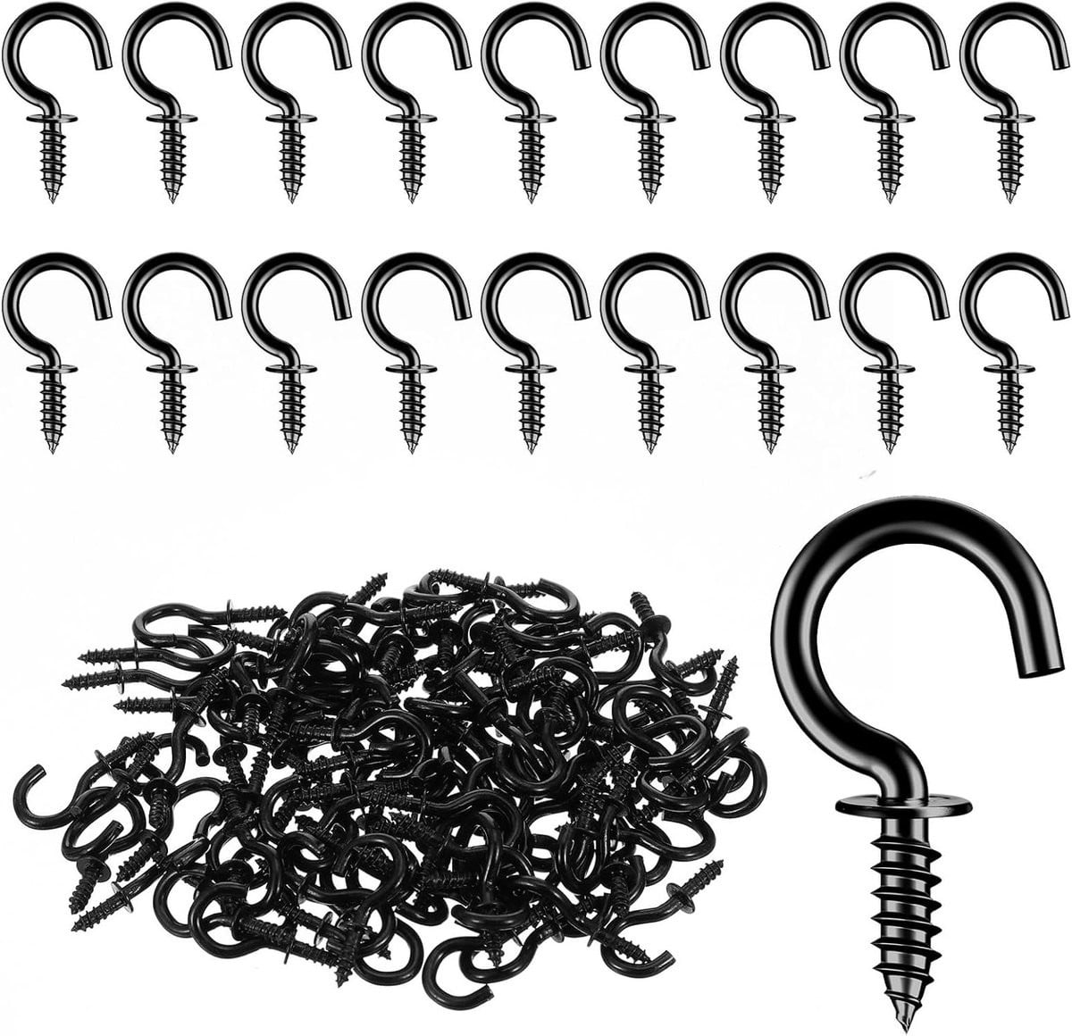 Kleine metalen schroefhaken 100 stuks - Zwart - Ideaal voor sieraden en verlichting