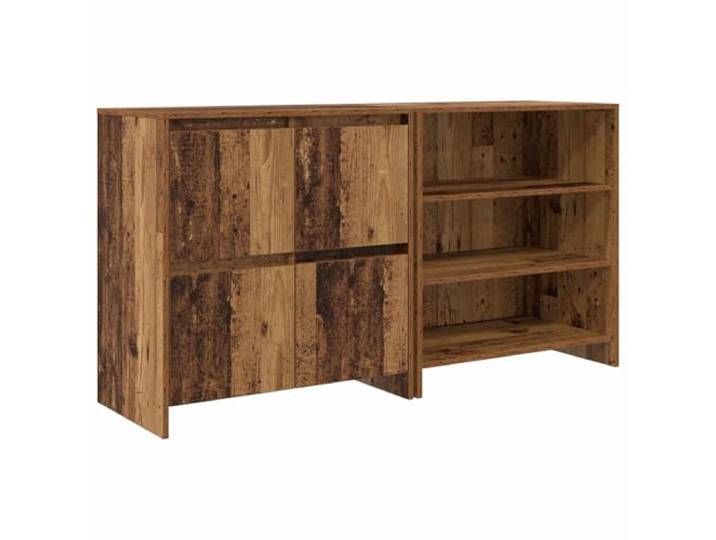 Sideboard 2 Stk Altholz 70 x 41 x 75 cm Holzwerkstoff Stauraumschrank, rechteckig, modern, minimalistisch, Wohnzimmer, Küche, Scharniertüren, Brettregale
