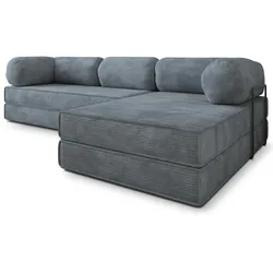 ECKSOFA ETERA modulares Boneless Sofa mit Schlaffunktion Grau Cordstoff