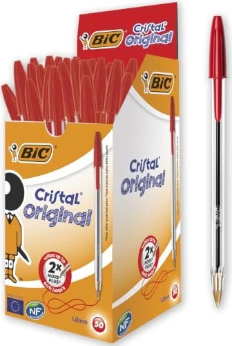 BIC Kugelschreiber Cristal transparent Schreibfarbe rot, 50 St.