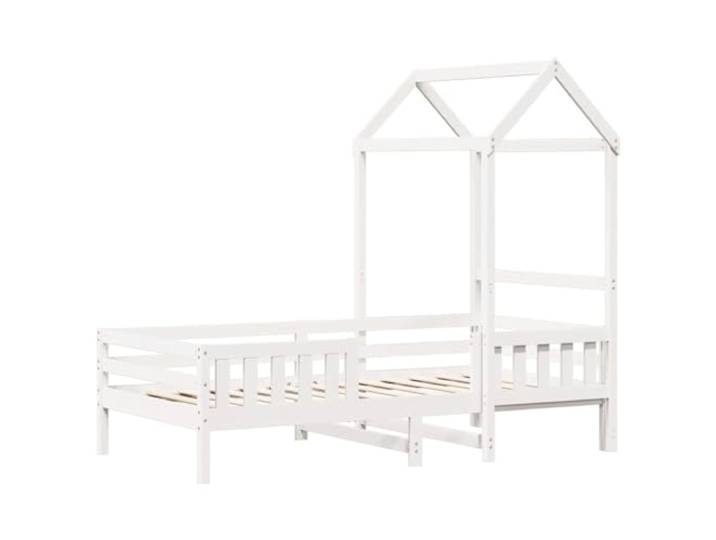 KTHLBRH Bettgestell mit weißem Dach 80 x 200 cm Massivholz Kiefer Lattenrost inklusive, seitlicher Eingang, modernes Design, für Kinder unter 6 Jahren