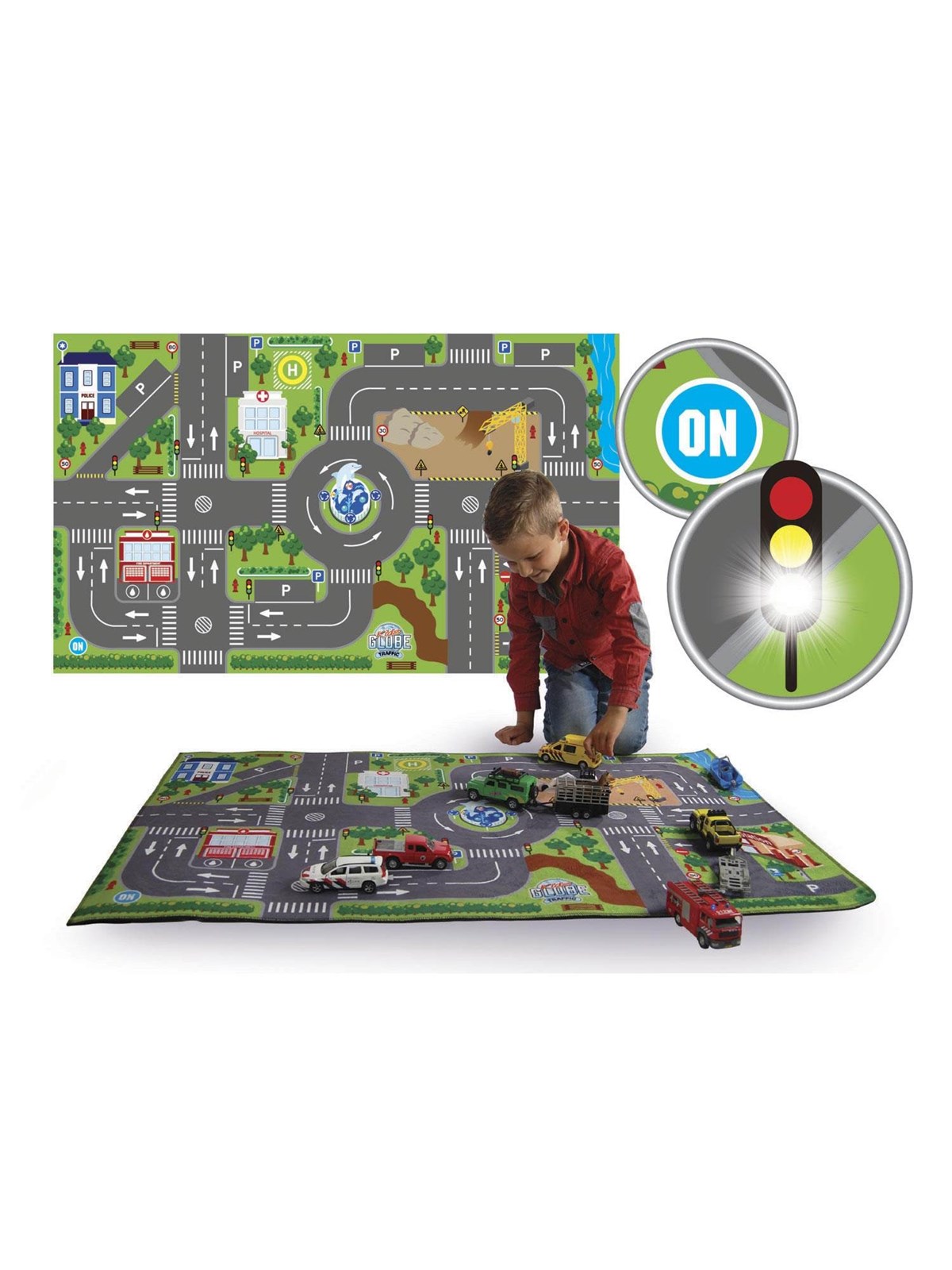 Kids Globe Play Mat Traffic with LED traffic light