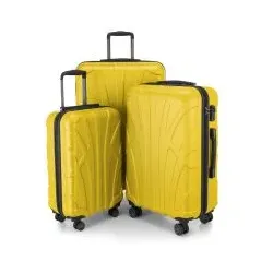 SUITLINE - 3er Koffer-Set Hartschalenkoffer Trolley, TSA, S M & L, Gelb