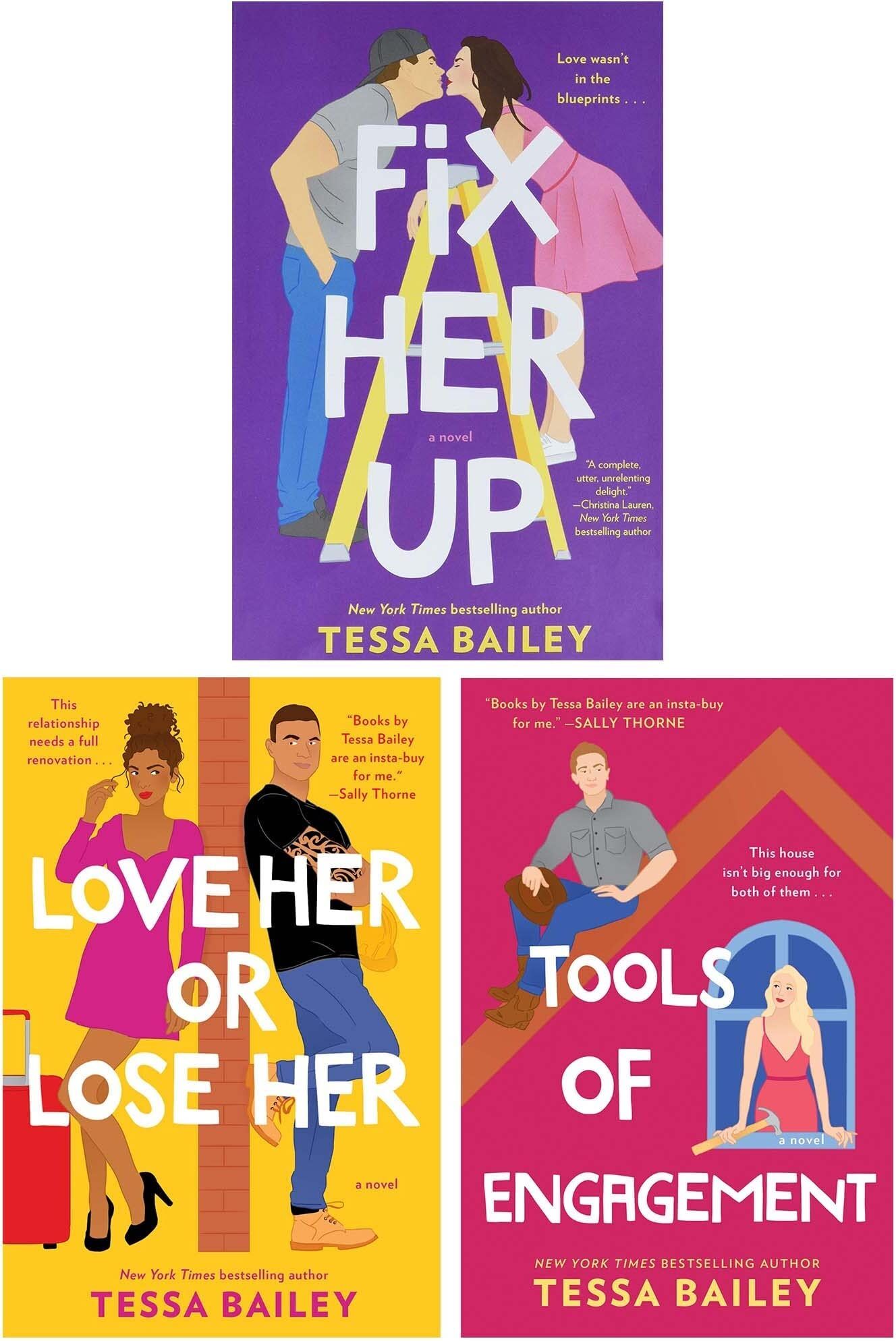Avon Books Hot and Hammered 3 Books Collection Set by Tessa Bailey - Fix Her Up, Love Her or Lose Her, Tools of Engagement - Paperback Romance