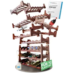Braunes , Modulares Flaschenregal für 72 Weinflaschen - Stapelbar , Erweiterbar , Robust - Ideal für Weinlagerung in Keller , Gastronomie & Zuhause , Getränkeschrank , Weinregal stapelbar