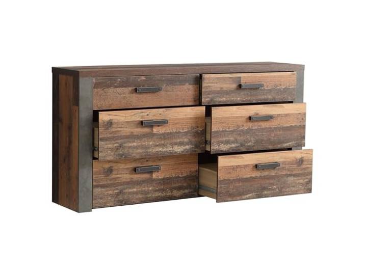 Forte Nelleke Rustikales Sideboard 160, Sideboard mit 6 Schubladen, Kommode, Kommodenschrank, Wohnzimmerkommode, Holzwerkstoff, Old Wood Vintage Holzdekor, 160 cm breit x 83,1 cm hoch x 41,3 cm tief