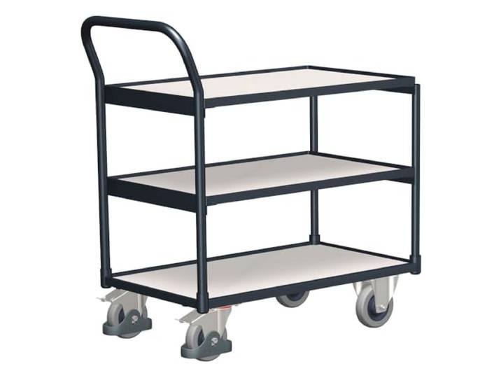 ESD Tischwagen mit 3 Ladeflächen RAL7024 Graphitgrau Rollwagen Etagenwagen