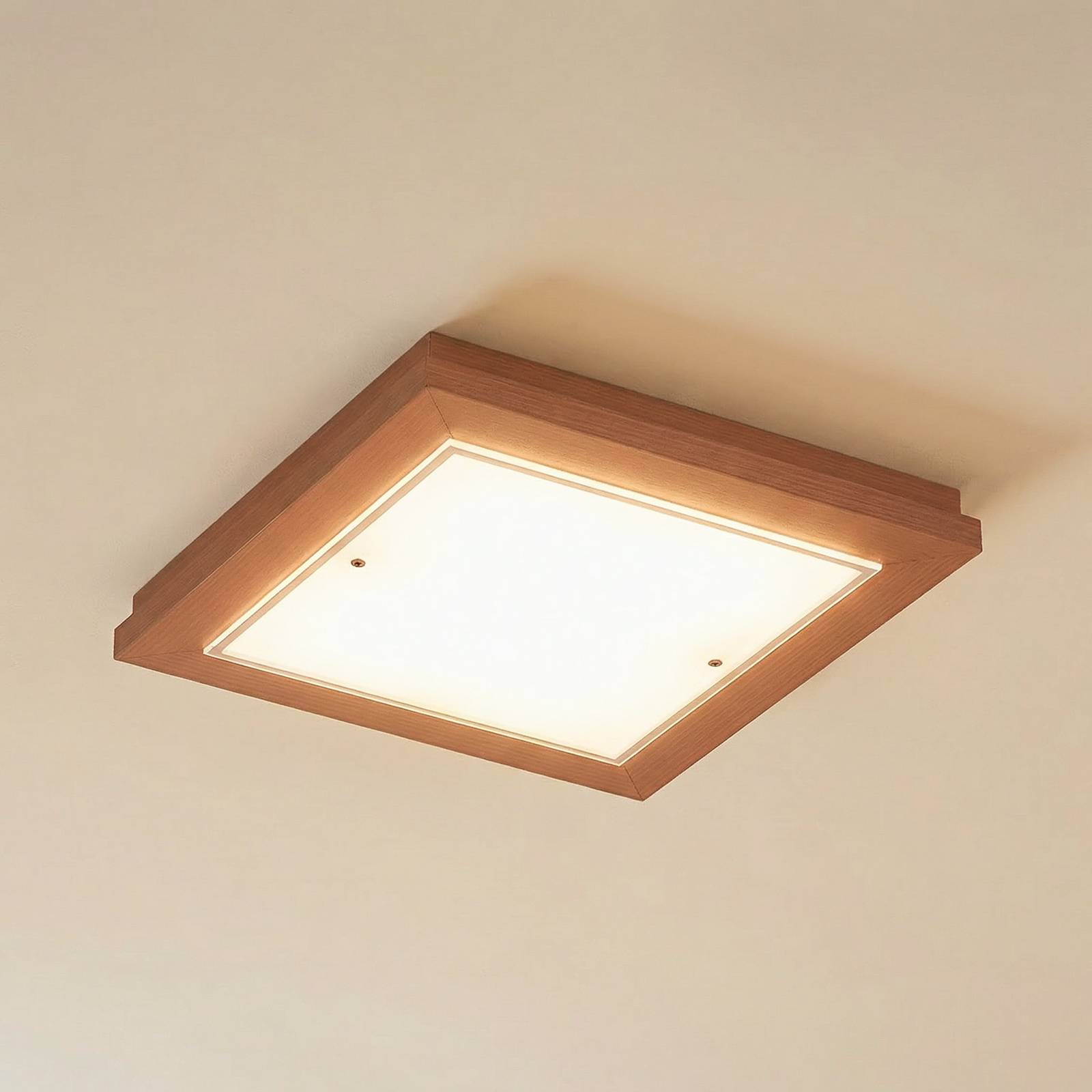Deckenlampe Tally Argon, terracotta, für Flurbereich, Holz, Deckenlampe