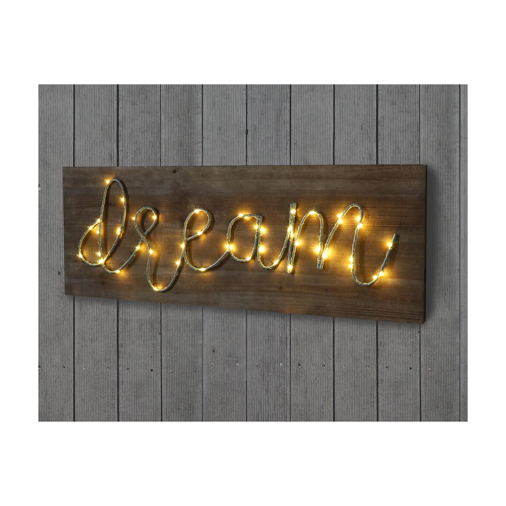 LED-Holzschild, Leuchtbild Wandbild Landhaus ~ 28x72x3cm, dream