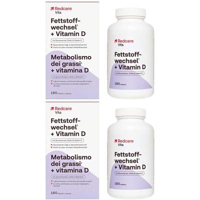 Redcare Fettstoffwechsel + Vitamin D Doppelpack 2x180 St Kapseln