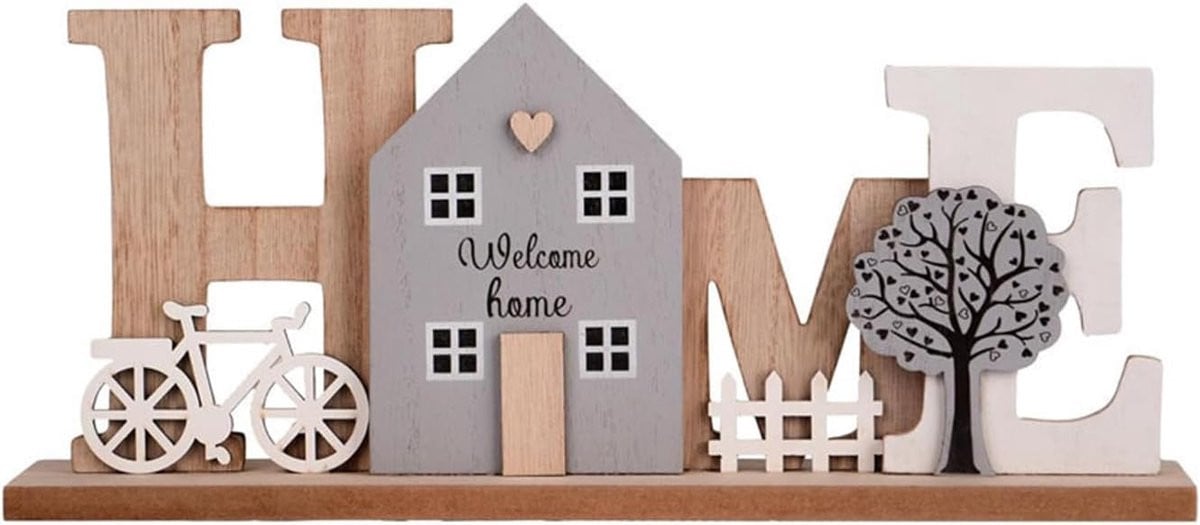 SnelShoppen Houten Decoratieve Stand met Landschapselementen