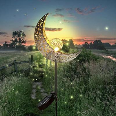 Uplifted Finds Cat Moon Shaped Iron Solar Outdoor Garden Decorative Lamp With Automatic Sensor moon