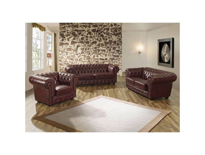 Max Winzer Chesterfield-Sofa, Rot, Echtleder, Rindleder, 2-Sitzer, 174x74x98 cm, Goldenes M, Made in Europe, Rücken echt, Wohnzimmer, Sofas & Couches, Sofas, Chesterfield Sofas