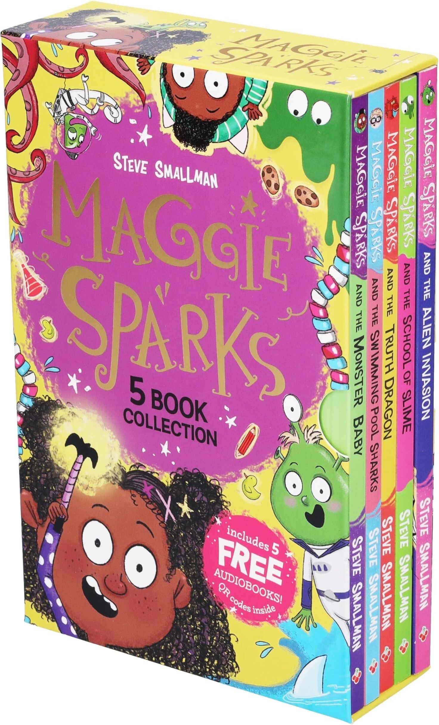 Sweet Cherry Publishing Maggie Sparks Series 5 Books Collection Set: A Witch and her Adventures with Aliens, Monsters, Slime and more by Steve Smallman (Free Audio Book)