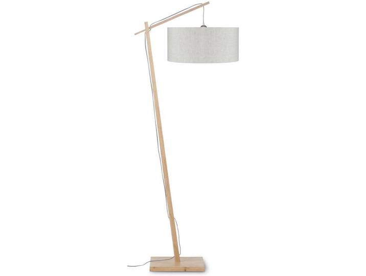 Stehlampe Andas Beige/ Naturfarben mit Fußschalter