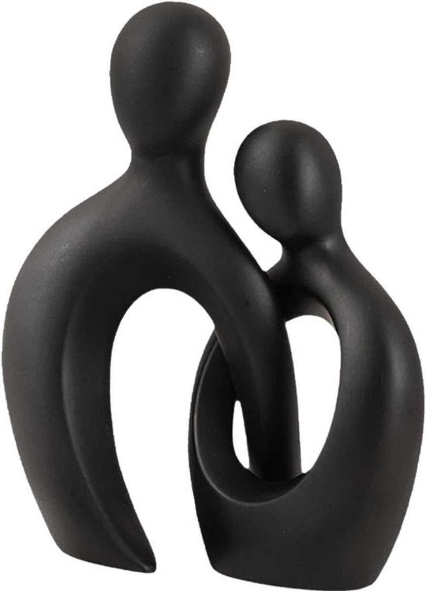 Omgoods - Zwarte Abstracte Kunst Beeld - Moderne Koppelskulptuur met Kus