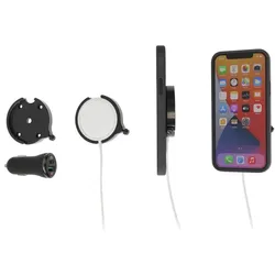 Brodit MagSafe Halter ohne Kugelgelenk mit KFZ-Ladeadapter, Smartphone Halterung, Schwarz