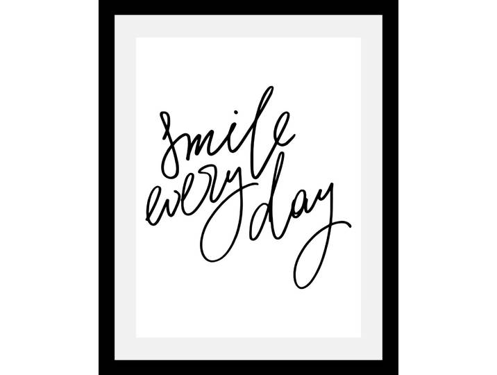 Bild QUEENCE Smile , schwarz-weiss (farbe rahmen: schwarz, farbe bild(er): weiß, schwarz), B:30cm H:40cm T:3cm, Acrylglas, Holz, Papier, Bilder, Bild, HD Premium Poster-Druck inkl. Holzrahmen