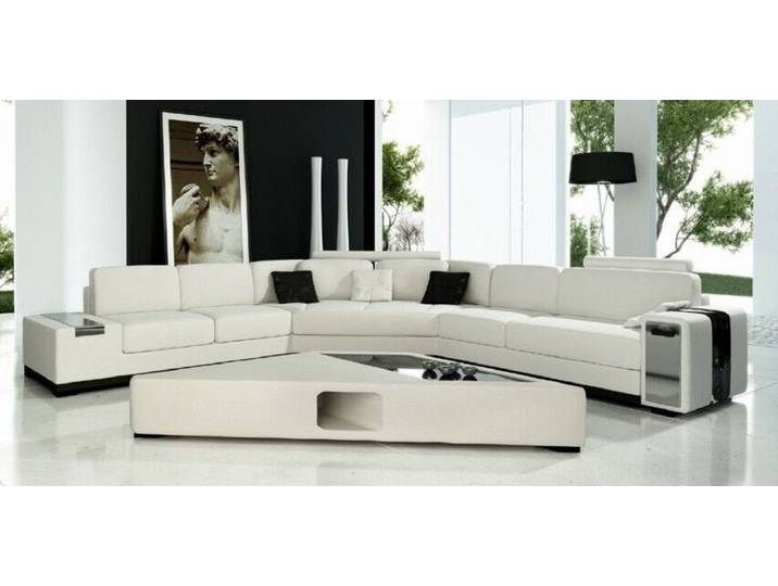 Xlmoebel Ecksofa Rundes Leder-Ecksofa mit USB-Anschluss und modernem Design, Ecksofa, Hergestellt in Europa