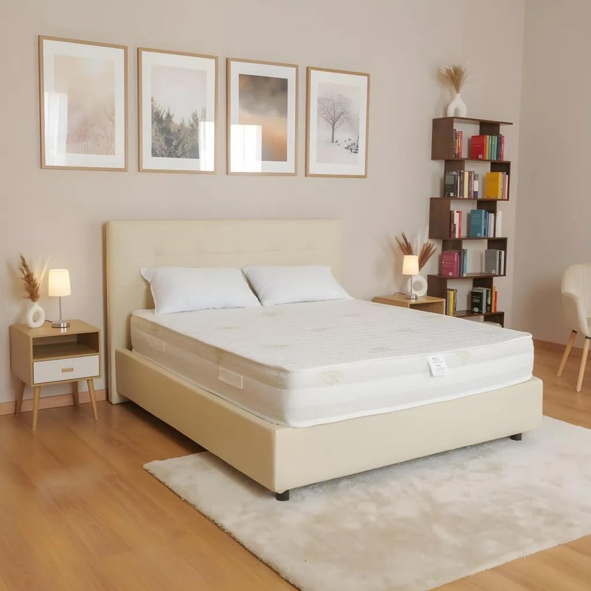 Merkloos Tweepersoons Schuimmatras met Visco-elastisch Schuim en 7 Comfortzones - Wit - 165 x 190 cm