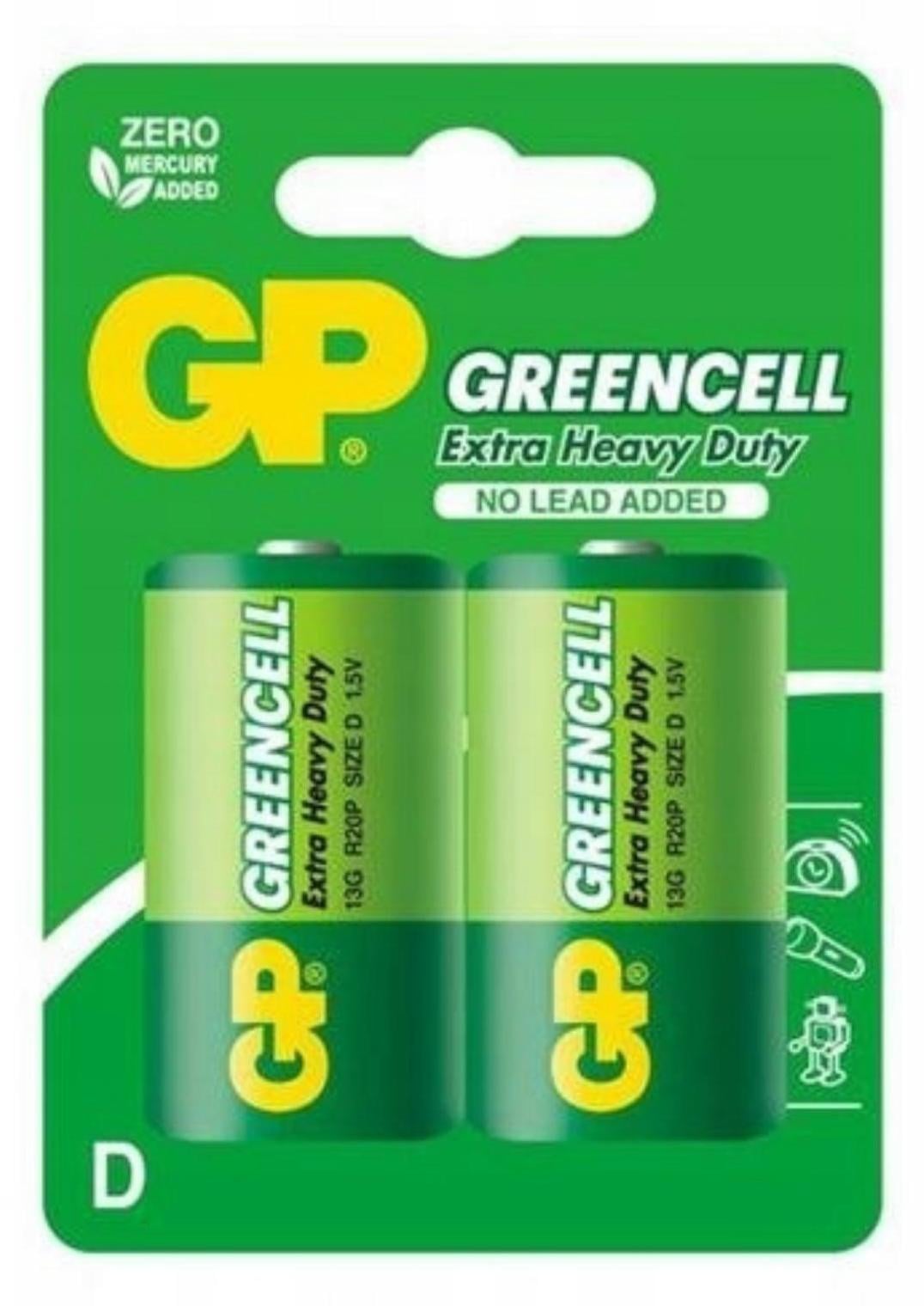 GP Batteries Greencell D Wegwerpbatterij Type D Zinkchloride 1,5V 2 stuks Groen