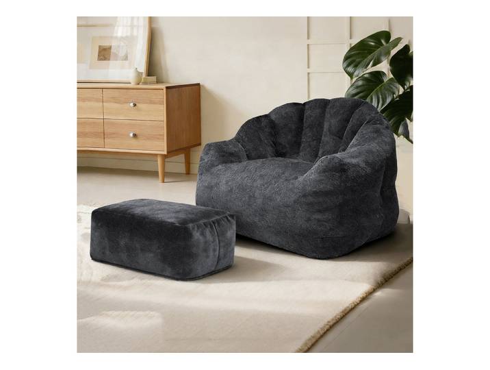 MODFU Sofa Sitzsack Einzelsofa, mit Ottoman-Set für entspannte Wohnbereiche, komfortabler Relaxsessel in einzigartigem Design