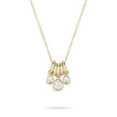 Kette mit Anhänger ECHTZEIT "Schmuck Geschenk Edelstahl Halskette Like Diamonds Tropfen", gold (gelbgoldfarben, kristallweiß), Halsketten, Damen, Edelstahl, L: 45 B: 2mm, mit Glasstein, B:2mm