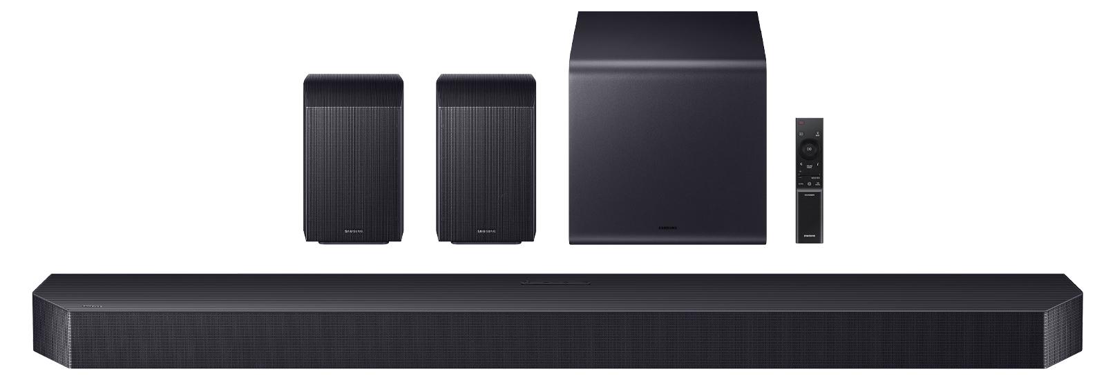 Samsung HW-Q990F, 11.1.4 Kanäle, 756 W, DTS 5.1, DTS Express, DTS-HD Master Audio, DTS:X, Dolby Atmos, Dolby Digital Plus, Dolby TrueHD, 210 W, Aktiver Subwoofer, Kabellos