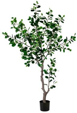 Edvivi 5.4ft Artificial East Ficus Tree - Faux Green Plant in Black Plastic Pot, Indoor Floor Decor, Low-Maintenance
