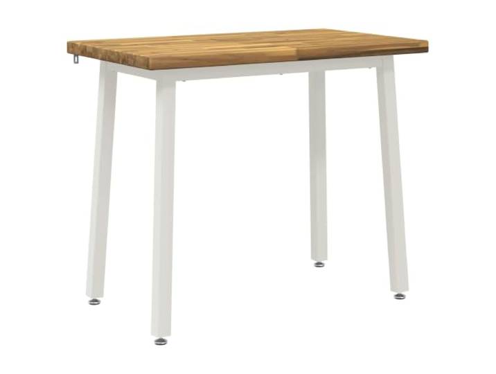 Tmriohed Esstisch 110x55x75cm Massivholz Akazie Weiß 2 Personen Platzsparender Holztisch für Küche und Esszimmer mit verstellbaren Füßen und stabiler Akazienplatte für 2 Personen.