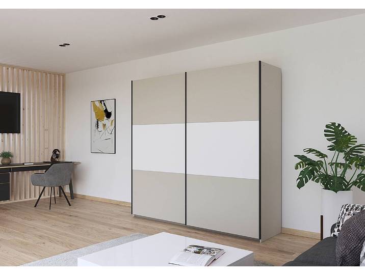 Armoire à portes coulissantes Neo 218cm Beige/Cachemire/Blanc