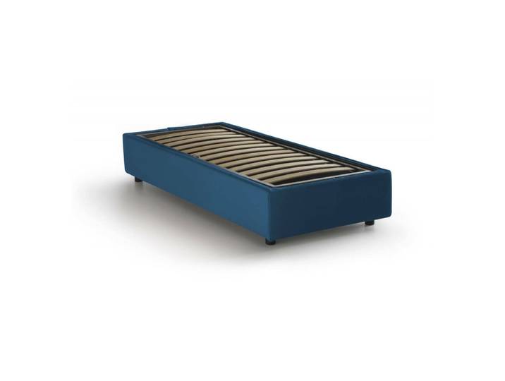 Lit simple en tissu bleu 80x190 cm