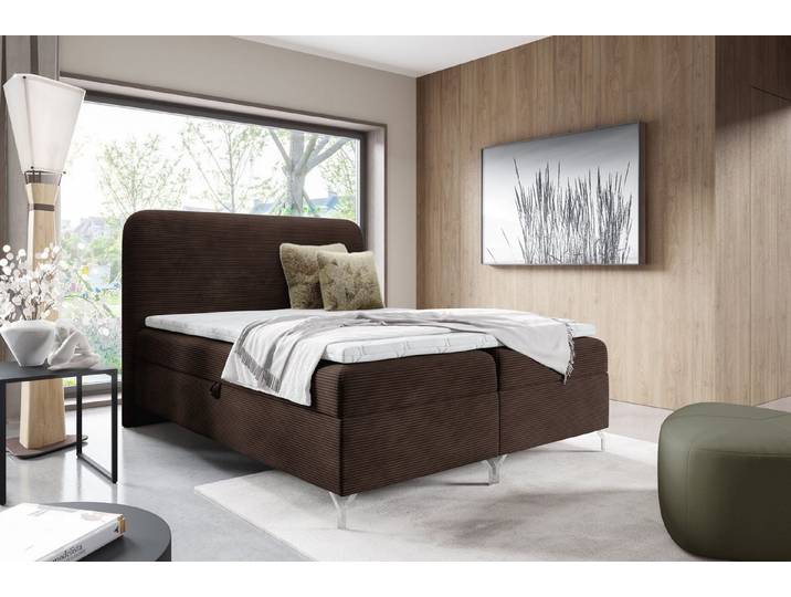 MF Design Boxspringbett Boxspringbett GOMEZ mit Bettkasten und Federautomatik aus Poso-Stoff, Vorhanden