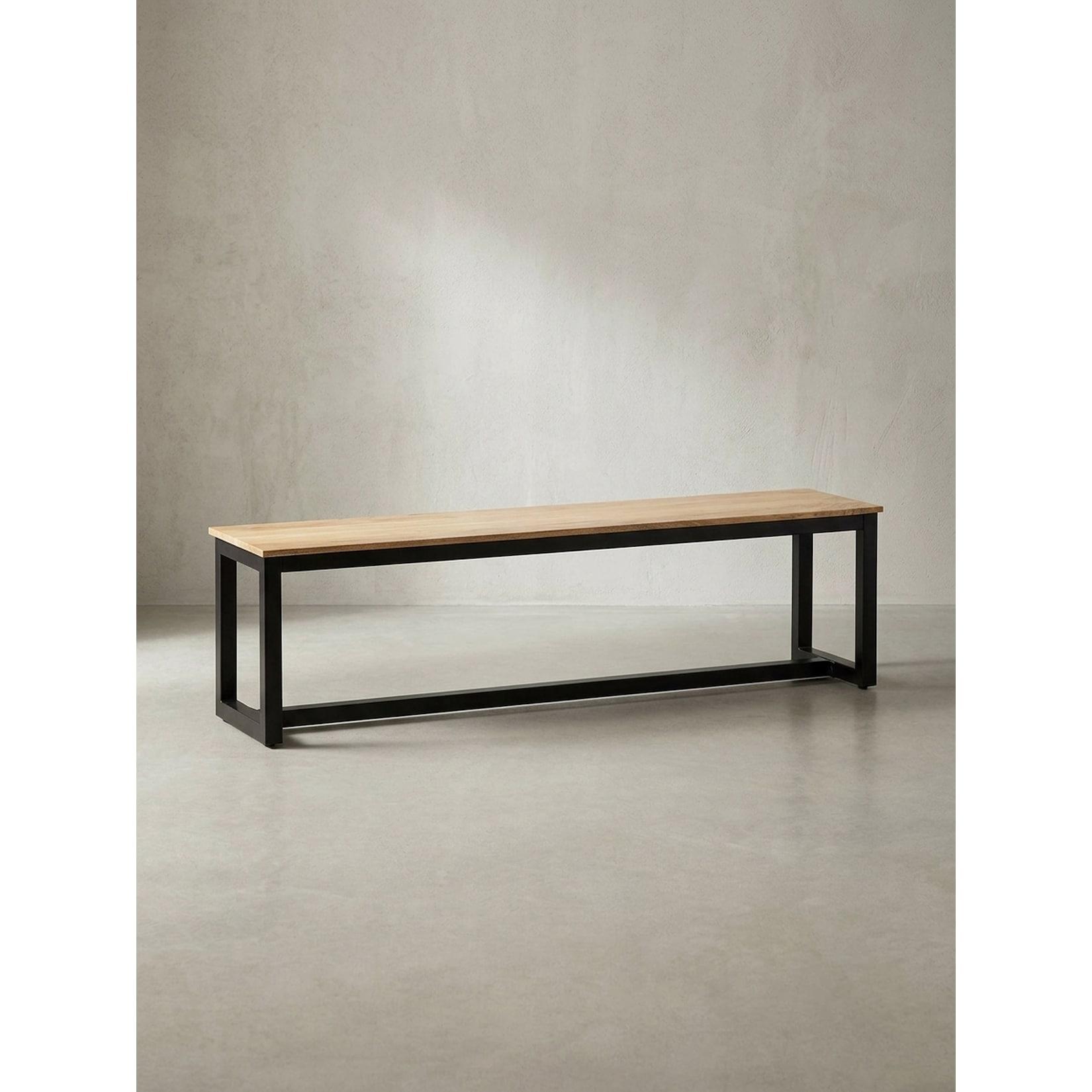 Esszimmerbank Massivholz Metall Loft-Stil ohne Lehne, Akazie 160x40x45 cm