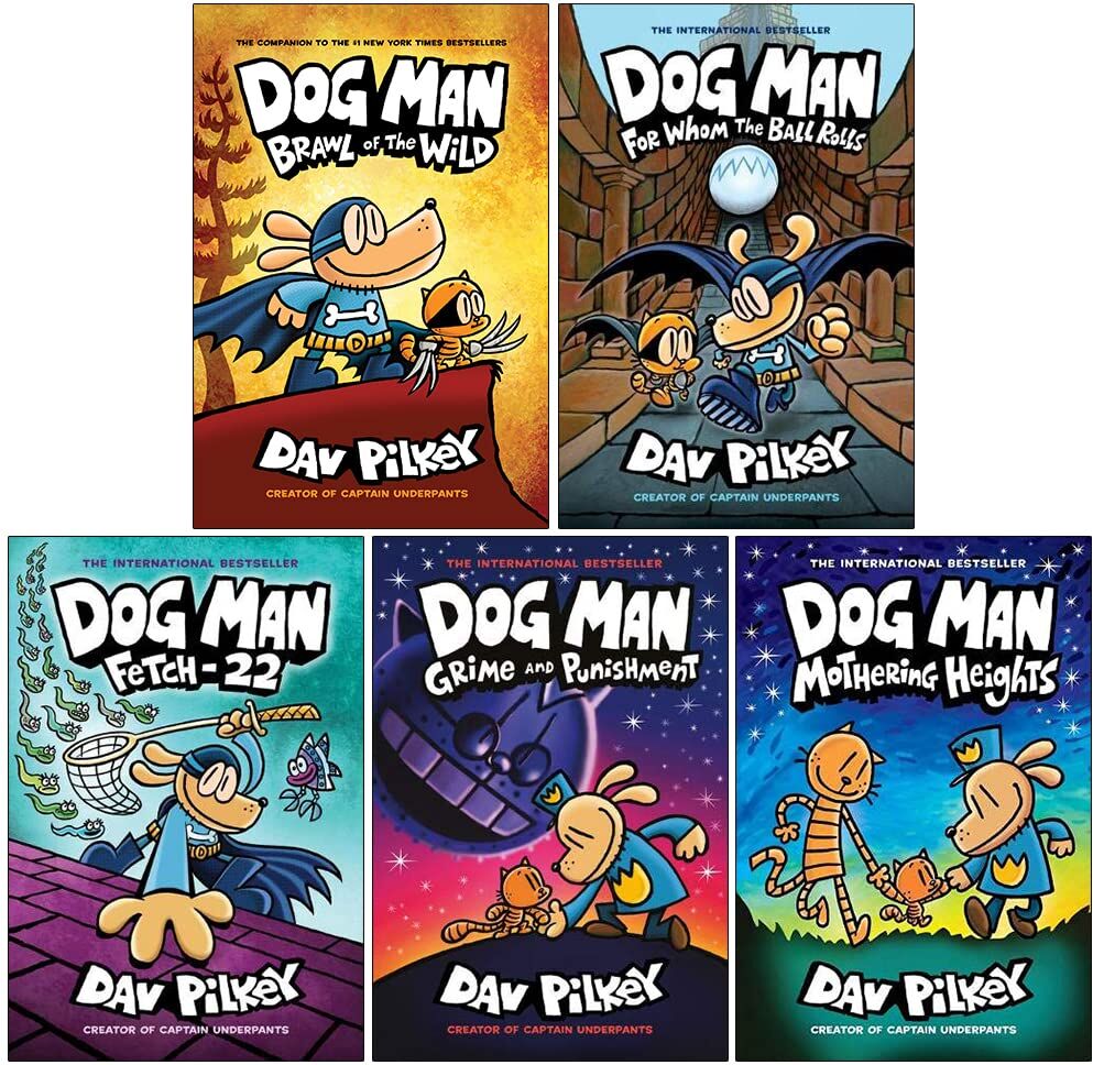 Scholastic Dog Man Books 6–10 Collection 5 Books Set by Dav Pilkey – Fetch-22, Grime and Punishment & Graphic Adventure Collection