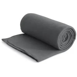 wometo Eco Fleecedecke dunkelgrau aus 100% recyceltem Material + OEKO-TEX geprüft 130x160 ca. 400 g schwer mit Anti-Pilling und Kettelrand