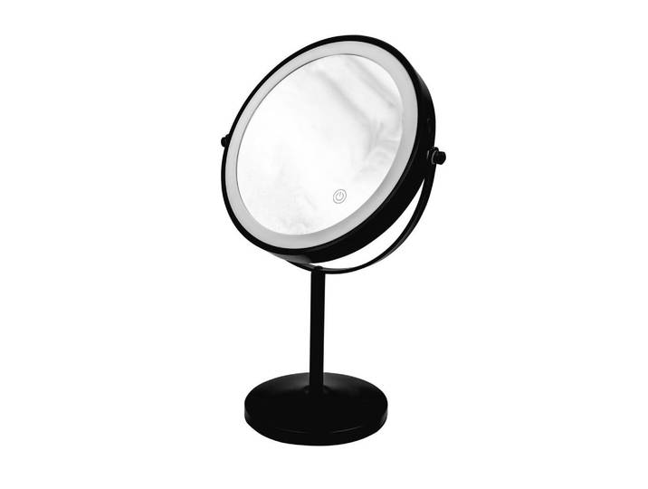 Sadena Schminkspiegel, Schwarz, Metall, Kunststoff, Glas, 23.5x35x13.5 cm, feuchtraumgeeignet, Spiegel, Schminkspiegel