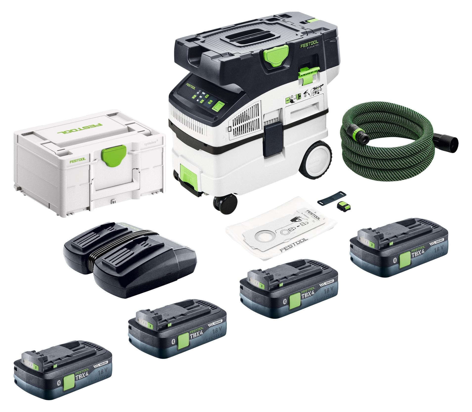 Festool CTLC MIDI I-Basic Akku Absaugmobil 36 V ( 2x 18 V ) Staubklasse L + 4x Akku 4,0 Ah + Doppelladegerät + Systainer
