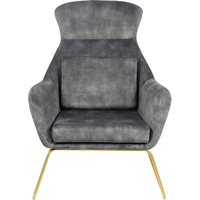 Relaxsessel SALESFEVER "Budoni Entspannung pur: Polstersessel", grau (grau, messing), B:73cm H:102cm T:80cm, Samtvelours (100% Polyester), Metall, Sessel, Relaxsessel, inklusive Rückenkissen