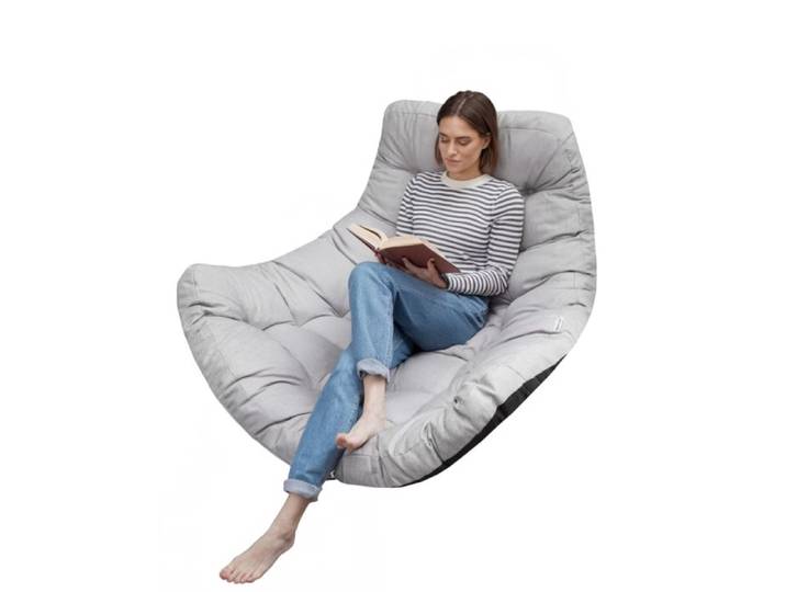 Coussin gris clair pour fauteuil suspendu imperméable – cocon balancelle de jardin 120x100