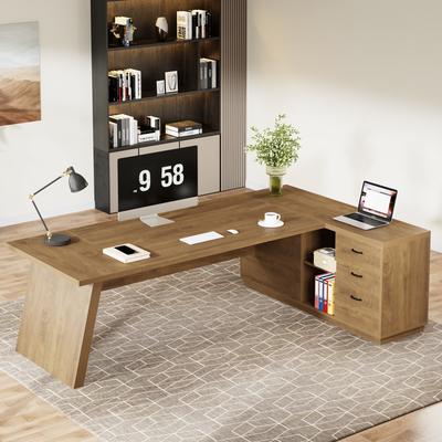 YUZHOU 78.7-Inch L-Shaped Executive Desk Computer Desk with File Cabinet