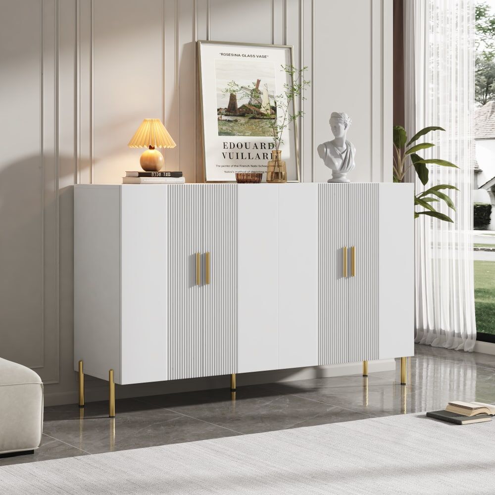 Urban Meuble Aparador multifuncional moderno blanco mate 4 puertas