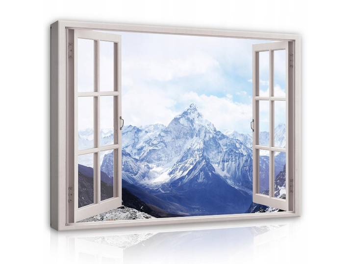 LEINWANDBILD Fenster Berge Bilder Modern 120x80