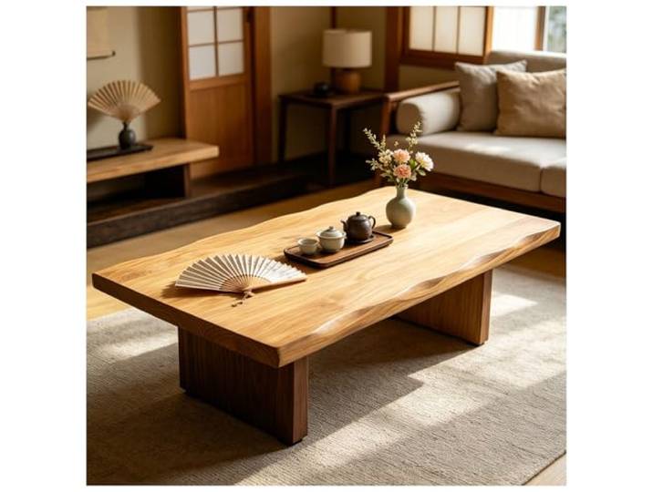 ASKLFNEI 47.2in Japanischer Bodentisch, Vintage Teetisch Niedriger Tisch, Rechteckiger Stil Tatami Tisch Oder Sitzen Auf Dem Boden Akzent Möbel(NaturalA,140x60x35cm)