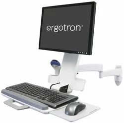 ERGOTRON Combo Arm der Serie 200 weiss fuer LCD bis 61cm 24 Zoll Tastatur Maus Handballenauflage und Barcode Lesegeraet