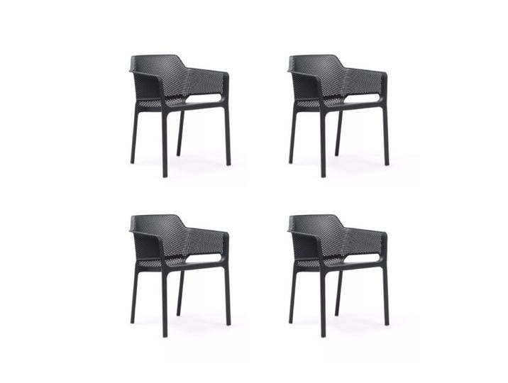 NARDI Net Stapelstuhl 4er-Set - Kunststoff anthrazit Trendig &amp; bunt stapelbar