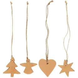 IB Laursen Weihnachtsschmuck Aufhänger im 4er-Set aus handgefertigtem Ton, 0.8 x 5.5 cm, 4er-Set