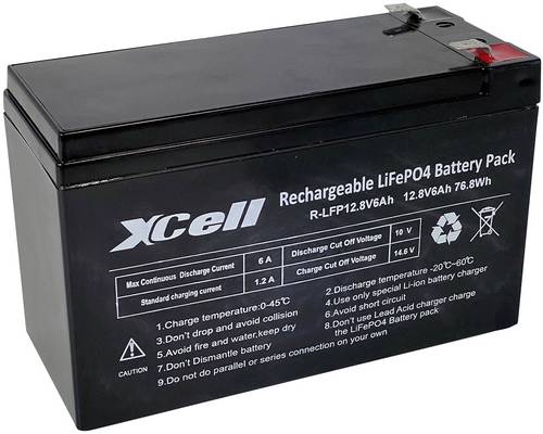 XCell 12.8-6 Spezial-Akku LiFePo-Block Flachstecker LiFePO 4 12.8V 6000 mAh 1St.