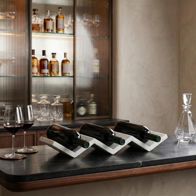 Sagebrook Home Marble Stone Storage with Sleek Accent Zigzag Sculptural Profile