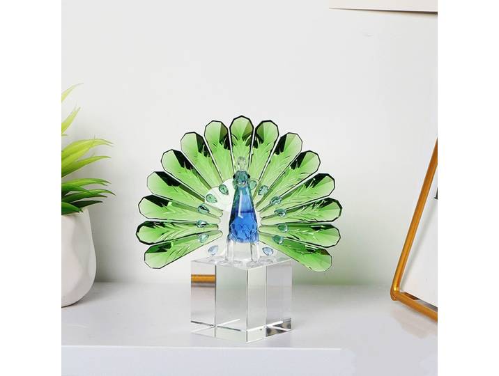 Ornements de Sculpture de paon en cristal, décor d'œuvres d'art de luxe, décoration de bureau de salon, artisanat en cristal, cadeaux créatifs